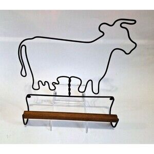 Vintage Rustic Primitive Cow Twisted Wire Kitchen Dish Town Holder Farm Cottage